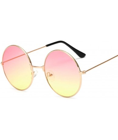 Round Fashion Candy Vintage Round Mirror Sunglasses Women Luxury Design Black Sun Glasses Oculos - Goldred - C91984ZHAZN $23.70