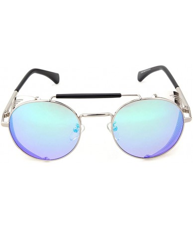 Shield Metal Frame Fold-in Mesh Side Shield Oval Sunglasses - Silver - C9185W9AD2G $21.60