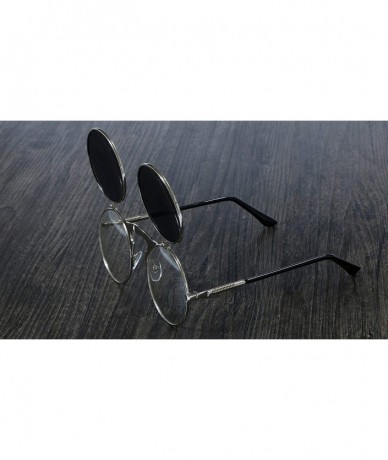 Round Steampunk Sunglasses Circular Double Glasses - CH19855OIAT $32.32